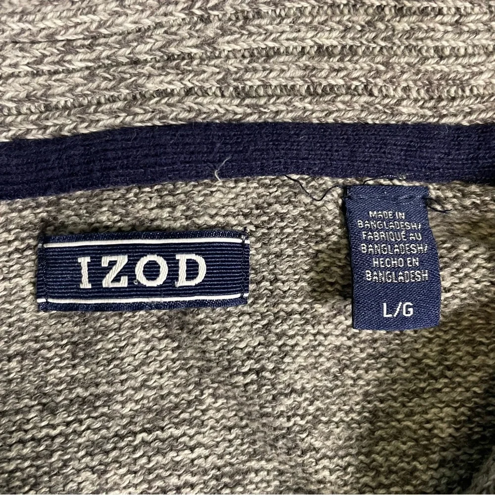 IZOD Shawl Collar Men’s‎ Beige Pullover Sweater Long Sleeve size Large Buttons